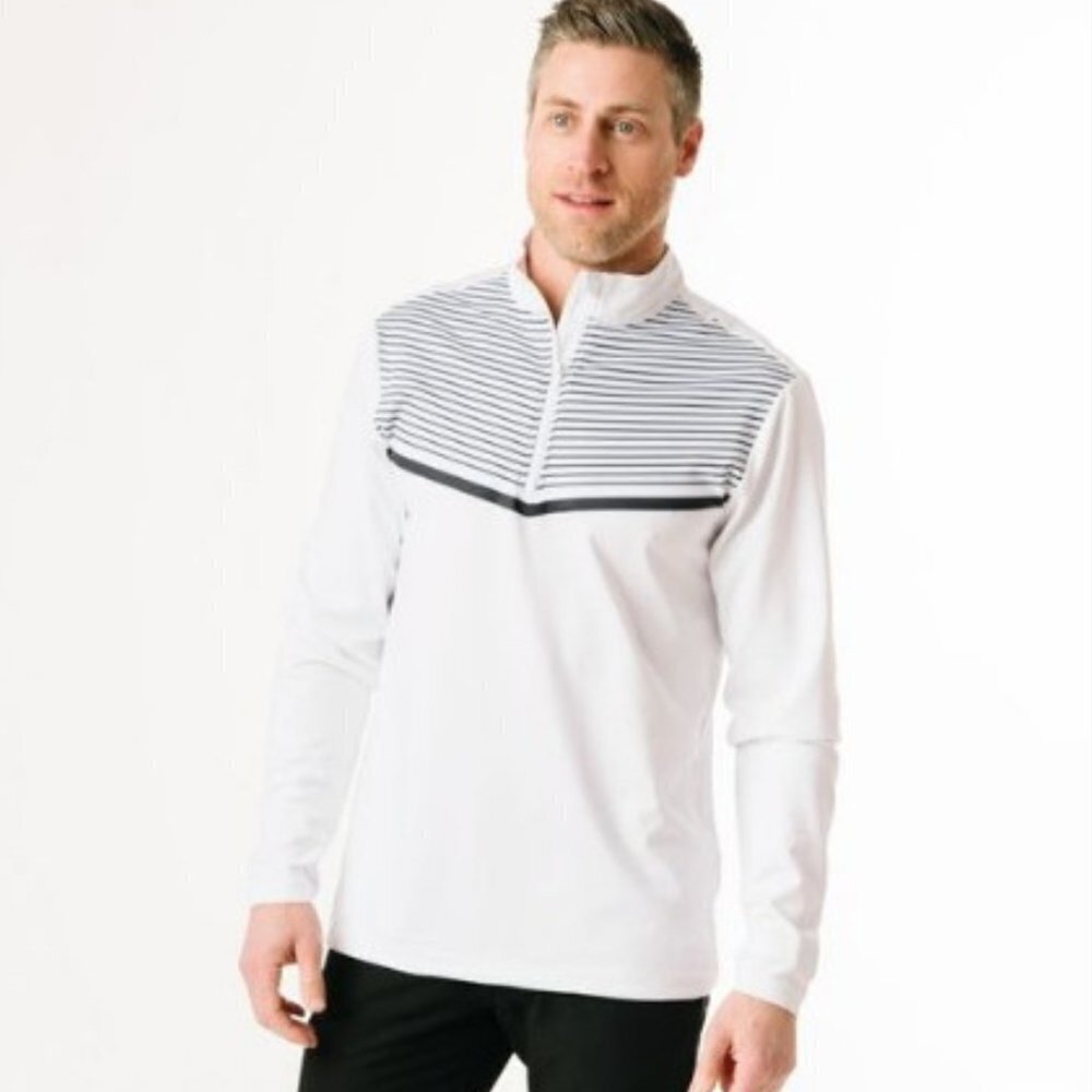 Zyia Men's Blue And White Clubhouse 1/4 Zip Sweatshirt - S